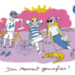 Postkarte mit Biergarten-Motiv