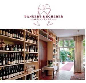 Weinregal Pleister Mühle + Logo Weinhandel Bannert